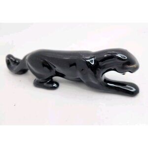 Antique Mid Century Modern Black Panther Mini Figure Decor‎ Made In Japan 6 3/4"